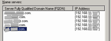 AD DNS Name Servers List / Tab