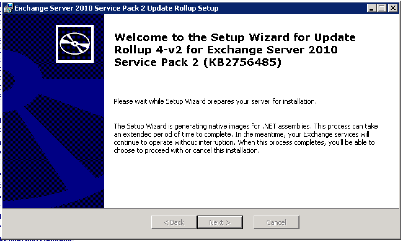 Setup Wizard prepares your server for installation. Setup Wizard is generating native images for .NET assemblies.