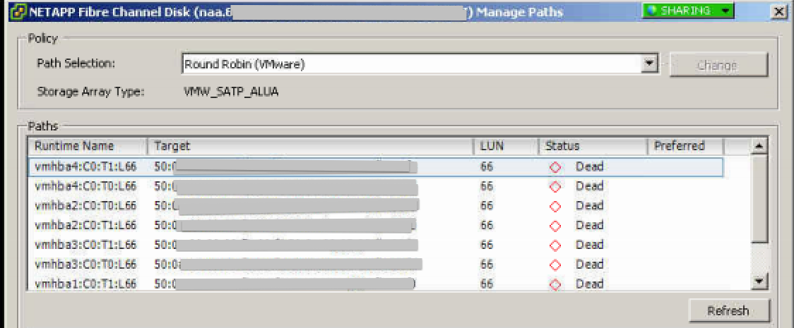Manage_Paths_VMWare_LUN_Status_dead_NETAPP_Fibre_Channel_Disk