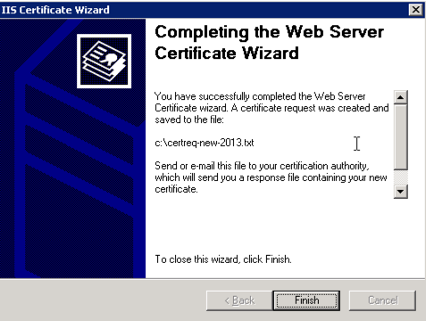 Completing the Web Server Certificate Wizard IIS 6