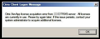 Citrix all Licenses are currently in use