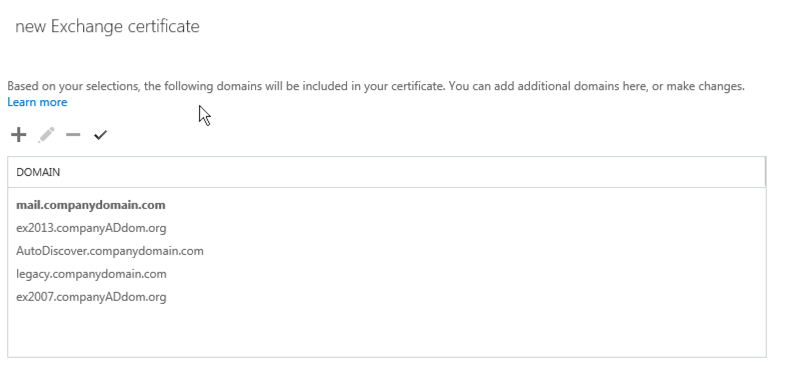certificate domains list