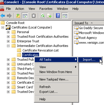 certificates all tasks import